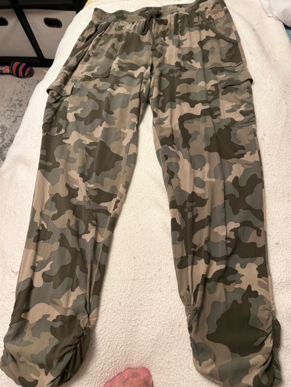 Rayon camouflage pants.